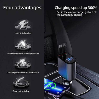 4-in-1 Retractable Car Charger